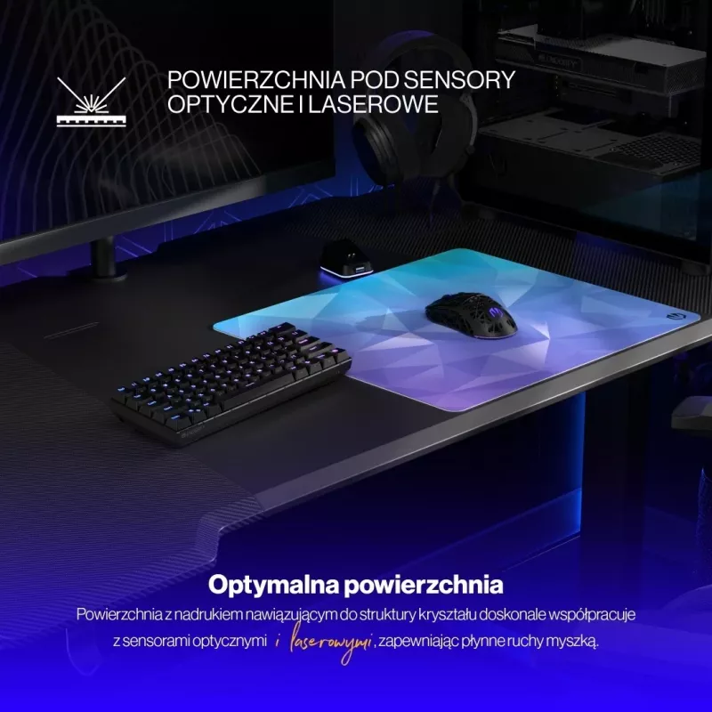 Mauspad Endorfy Crystal Blue L, plastik, ngjyrë kaltër
