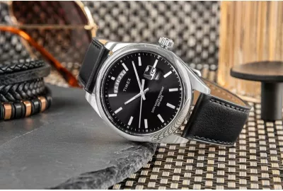 Orë dore për meshkuj Timex, e zezë