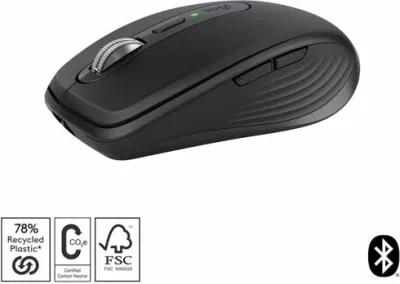 Maus Logitech MX Anywhere 3S 8000 DPI Bluetooth/Logi Bolt, rechargeable USB-C, grafit