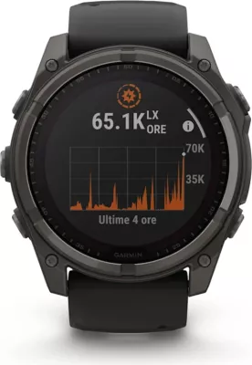 Smartwatch Garmin fēnix 8 Solar, Sapphire, Carbon Gray DLC Titanium, Black/Pebble Gray strap, 51 mm