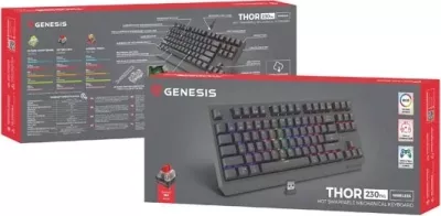 Tastierë mekanike Genesis Thor 230 TKL Wireless, RGB, Outemu Red, e zezë