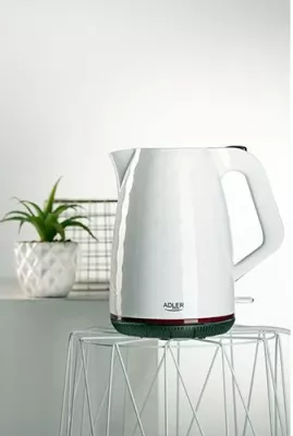 Çajnik elektrik Adler AD1277, 1.7L, 2200W, plastik, i bardhë