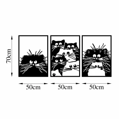 Aksesor dekorativ metalik për mur, mace, Wallity, 50x70cm (3 copë)