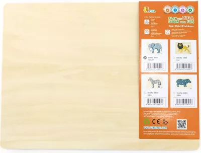 Puzzle druri Montessori me kunja, Viga Elephant, 30x22.5 cm, 18+ muaj, shumëngjyrësh