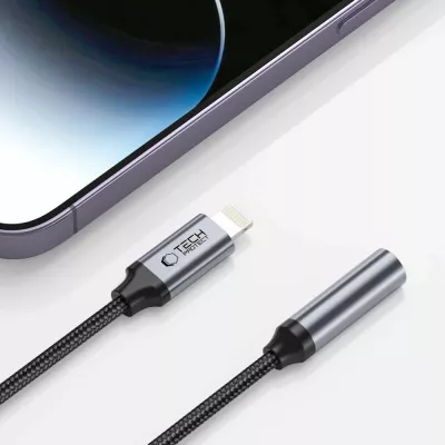 Adapter audio Tech-Protect UltraBoost, Lightning në 3.5mm, i zi