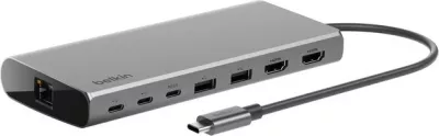 Hub USB-C Belkin INC015BTSGY-CZ, 8 porte, 100W, 4K, alumini