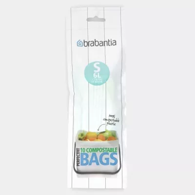 qese kompostuese për kosh mbeturinash Brabantia PerfectFit Code S 6L, 10 copë, të gjelbra
