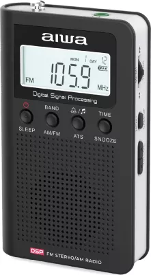 Radio portative Aiwa RSD-45/BK AM/FM stereo me DSP, alarm, LCD me ndriçim, me Kufje + 3x AAA, e zezë