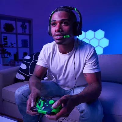 Kufje gaming PDP AIRLITE GLOW me kabllo, stereo 40mm, me mikrofon, Jeshile (Jolt Green)