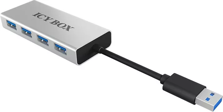 Hub USB RaidSonic ICY BOX IB-AC6104, USB 3.2 Gen 1, 5000 Mbit/s, Bardhë, Alumini