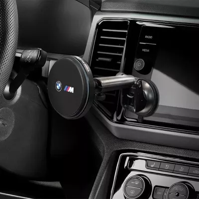 Mbështjellës magnetik BMW BMCMM22MRK me karikues wireless, për ventilator ajri/kokpit/dritare, i zi M Edition