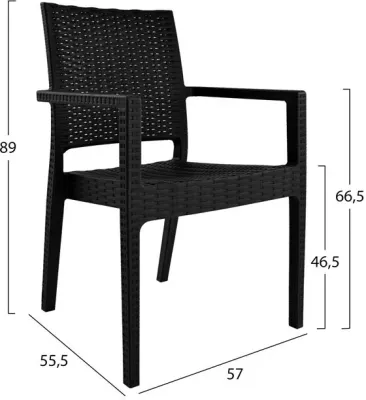 Karrige me krahë polipropileni, ngjyrë kafe e errët, FH5134.02, 57x55,5x89 cm