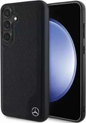 Mbështjellës Mercedes Leather Debossed Line MagSafe për Samsung Galaxy S24, i zi