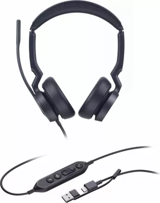 Kufje Yealink UH46 Dual Teams, USB-C/A, me mikrofon, e zezë