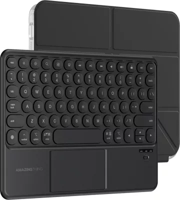 Mbështjellës me tastierë Bluetooth me touchpad, AmazingThing, Minimal Case KeyLite Combo, për iPad Air 11" (M3 2025), kënd i rregullueshëm, i zi