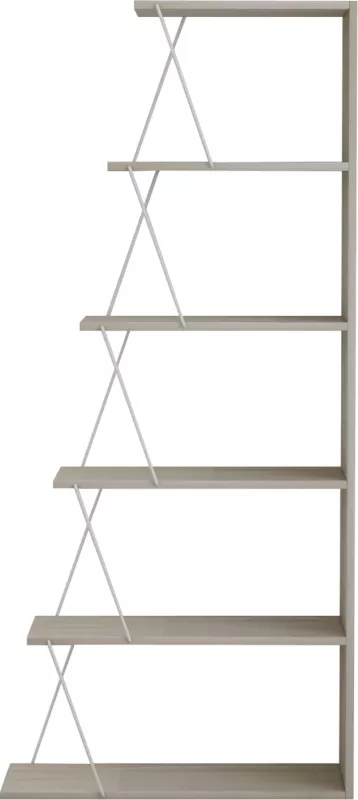 Raft librash MINI TARS FH2241.11 melaminë sonoma-shufra metali të bardha 65x22-24x146H cm