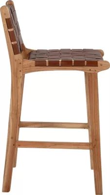 Karrige për bar me mbështetëse, FH1, dru Mindi, lëkurë e thurur, natyrale, 40x53x89H