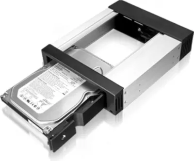 Mbajtës hot-swap për HDD 3.5\" SATA ICYBOX IB-158SSK-B, 5.25\" bay, me kyç, e zezë