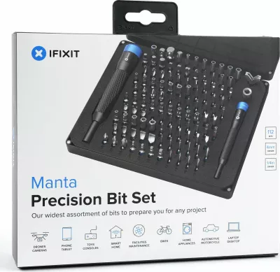 Set bitash precize, iFixit, Manta EU145392, 112 copë, zi/kaltër