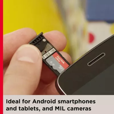 Kartelë memorie microSDHC SanDisk Ultra 32GB 120MB/s A1 Class 10 UHS-I, kuqe/gri, paketim i dyfishtë
