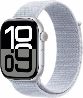 Smartwatch Apple Watch Series 10 GPS + Cellular 46mm, 64 GB, ngjyrë argjendi me rrip blu