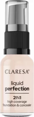 Fondatinë dhe korrektor për femra Claresa Liquid Perfection 2-in-1 101 Light, 18g