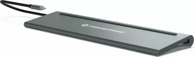 Dok Conceptronic 12-1 USB-C, 2xHDMI, 3xUSB-A, DisplayPort, 18cm, gri