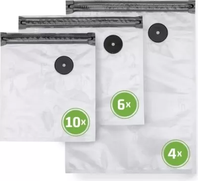 Set qese vakumi CASO Vacu ZIP-Bags MPN 1243 20×23/26×23/26×35 cm transparente, set komplet