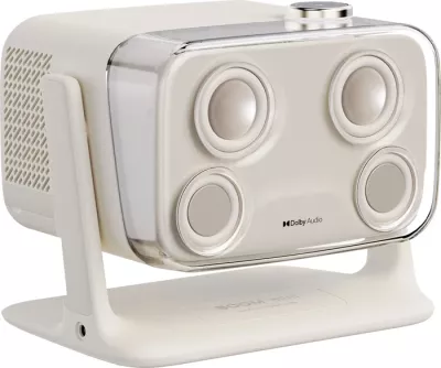 Projektor Aurzen Boom Mini Full HD 1080p, 500 ANSI, Google TV, Dolby Audio, i bardhë, set (projektor + telekomandë + adapter rryme + manual)