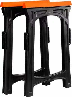 Kavaletë pune të palosshme VONHAUS Workhorse 3515110, mbajtje totale 150 kg, set 2 copë, zi/portokalli
