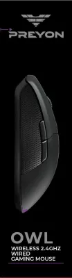 Maus gaming PREYON Owl Wireless POW35B, 16000 DPI, 2.4GHz/USB, RGB, i zi