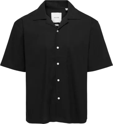 Këmishë për meshkuj Only & Sons Onsreid Reg 0571 Resort Shirt 22036358, e zezë [Madhësia: XL]