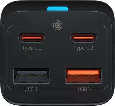 Karikues Baseus GaN3 Pro CCDK65E 65W 2x USB-C 2x USB-A me kabllo USB-C në USB-C 1m, i zi (CCGP040101)