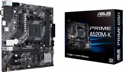 Pllakë amë ASUS PRIME A520M-K, AM4, mATX, 2xDIMM DDR4, 1xM.2, 4xSATA, HDMI/D-SUB, 1GbE