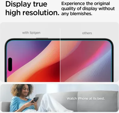 Mbështjellës xhami Spigen Glas.tR EZ Fit për iPhone 15/16, transparent, 1 copë