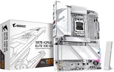 Pllakë amë GIGABYTE X870 AORUS ELITE X3D ICE, AM5, ATX, DDR5, Wi‑Fi 7, 5GbE, USB4, e bardhë