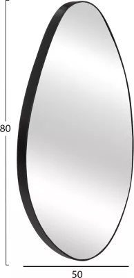 Pasqyrë muri DROP, kornizë MDF e zezë, 50x80cm