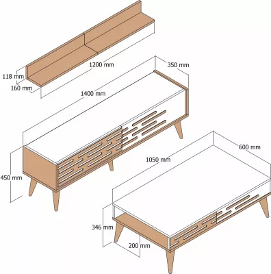 Set mobiljesh për dhomë dite, Skye Decor, Valensiya 140, ngjyrë arre dhe antracit