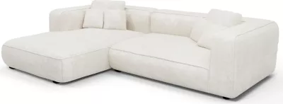 Divan qoshe (majtas) 3-vendësh GRACE FH3280.02L, pëlhurë e bardhë, 252x105-160x70-90H cm
