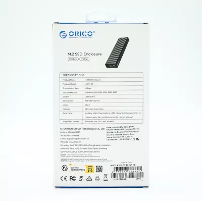 Kasë eksternë për SSD M.2 NVMe Orico M2PV-C3-BK-BP-HW, USB-C 3.2 Gen 2 10Gbps, deri 2TB, me 2 kabllo, e zezë
