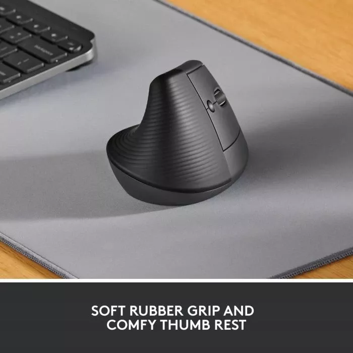Maus vertikal ergonomik Logitech Lift 4000 DPI wireless Bluetooth/Logi Bolt, Graphite thumbnail 2