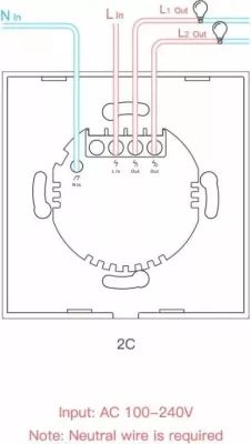 Switch muri smart SONOFF T3EU2C-TX, Wi‑Fi, 2-kanal (Dual), EU 86x86mm, i zi