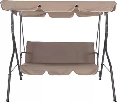 Luhatëse për verandë 3-vendëshe me mbrojtës dielli LIKID FH5979.02 metal gri - pëlhurë kafe 174x110x200Hcm