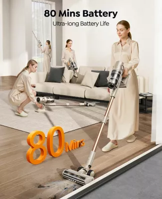 Fshesë me korrent pa kabllo vertikale Honiture P7 Pro, 600 W, 50 kPa, 80 min, HEPA, 1.5 L, shampanjë