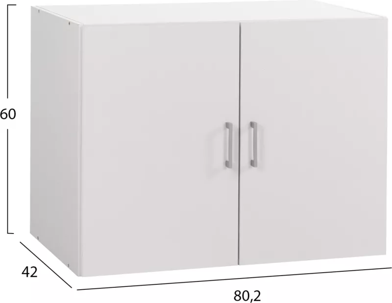 Kabinet i sipërm për gardërobë me 2 dyer, JASLYN FH350.05, melaminë, ngjyrë e bardhë, 80.2x42x60H cm