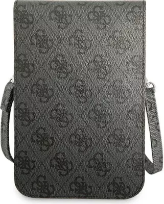 çantë smartphone/portofol Guess GUWBP4TMGR 4G Triangle, lëkurë artificiale, 17.5×11.5 cm, me rrip të heqshëm, e zezë