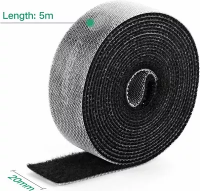 Organizues kabllosh UGREEN 40356, shirit me ngjitje (hook & loop) 5 m x 2 cm, i zi, polybag