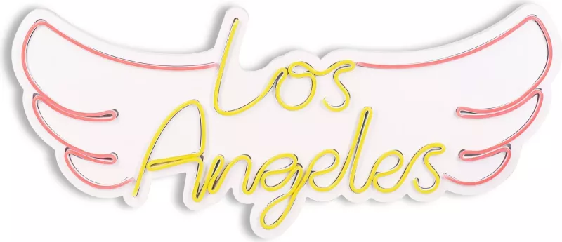 Dekor ndriçues plastik LED, Los Angeles, rozë dhe verdhë, 70x31x2 cm