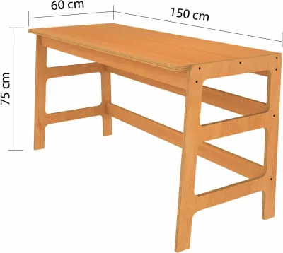 Set tavoline pune me raft librash, ngjyrë teak, Skye Decor, CPT4802-150