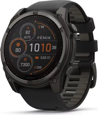 Smartwatch Garmin fēnix 8 Solar, Sapphire, Carbon Gray DLC Titanium, Black/Pebble Gray strap, 51 mm